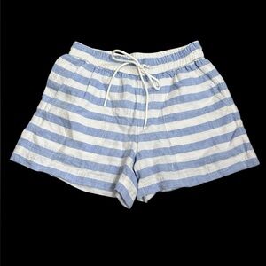 Lou & Grey Blue and White Striped Women’s Shorts Size S 100% Linen